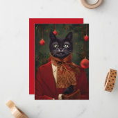 Vintage kerstdrukte Kat-platte briefkaart (Voorkant / Achterkant in situ)