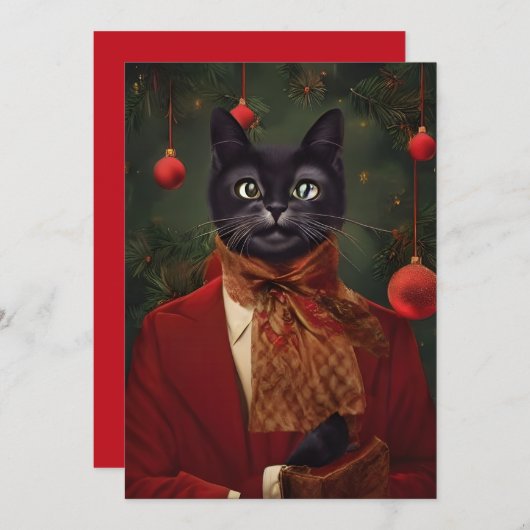Vintage kerstdrukte Kat-platte briefkaart (Voorkant / Achterkant)