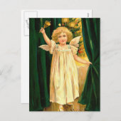 Vintage-kerstengel Feestdagenkaart (Voorkant / Achterkant)