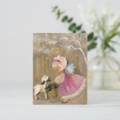 Vintage-kerstengel met Lamb Feestdagenkaart (Staand voorkant)