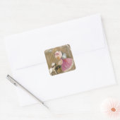 Vintage-kerstengel met Lamb Vierkante Sticker (Envelop)