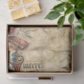 Vintage kerstephemera, Holly & tekst Tissuepapier (Geschenk)