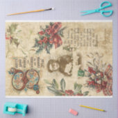Vintage kerstephemera, Holly & tekst Tissuepapier (Craft)