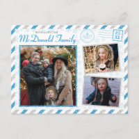 Vintage kerstfamilie Foto Glitter Air Mail