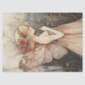 Vintage kerstfee met roze roos tissuepapier (Voorkant)