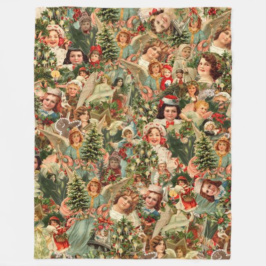 Vintage kerstfeest Fleece Blanket Deken (Voorkant)