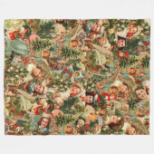 Vintage kerstfeest Fleece Blanket Deken (Voorkant (Horizontaal))