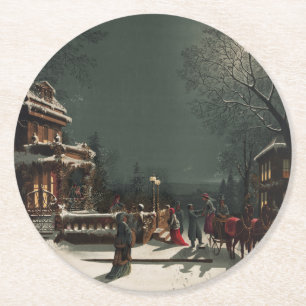 Vintage-kerstfeest Ronde Kartonnen Onderzetter