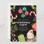 Vintage kerstfeest uitnodiging, kerstavond kaart (Voorkant)