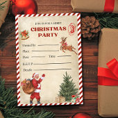 Vintage Kerstfeest Uitnodiging, Vakantiefeest Kaart