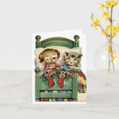 Vintage kerstfeestbedekking kaart (Gele Bloem)