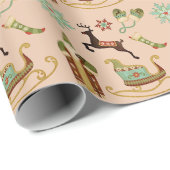 Vintage kerstfeestdag Afbeeldingen Cadeaupapier (Rol Hoek)