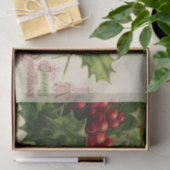 Vintage Kerstfeestdag Holly Fewday Tissuepapier (Geschenk)