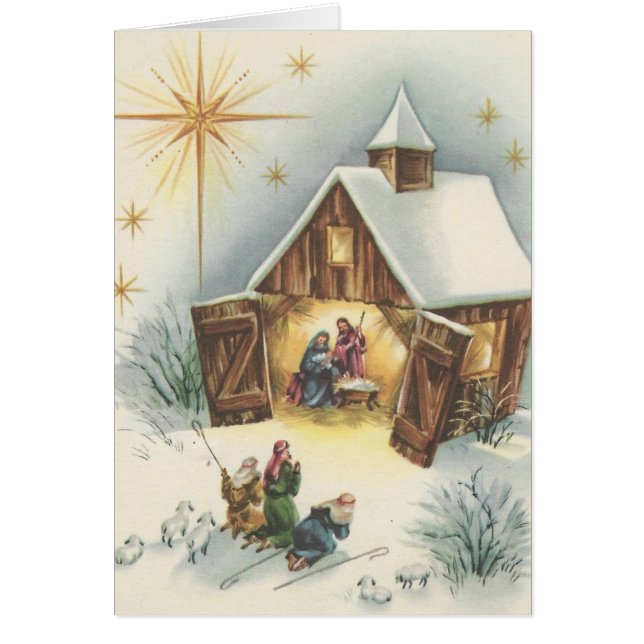 Vintage kerstfeestdag Kaart (Voorkant)