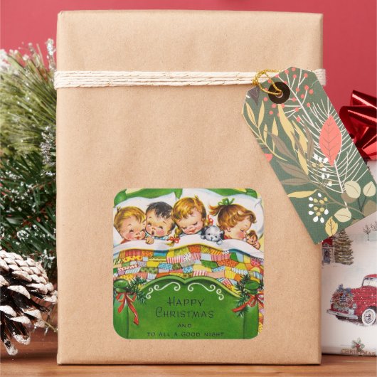 Vintage kerstfeestdag kinder sticker (Feestdagen)