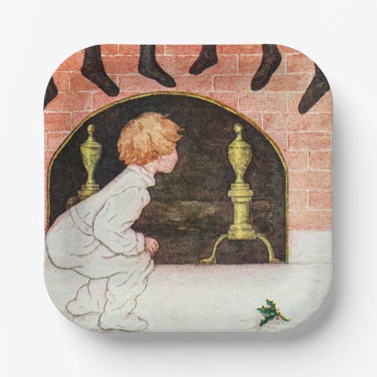 Vintage-kerstfeestdag Papieren Bordje (Voorkant)