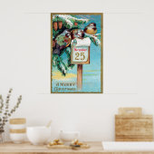 Vintage kerstfeestdag poster (Keuken)