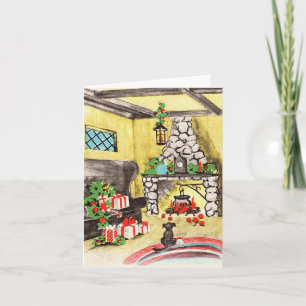 Vintage-kerstfeestjes Kaart