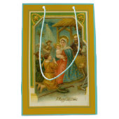 Vintage kerstfeestscène medium cadeauzakje (Voorkant)