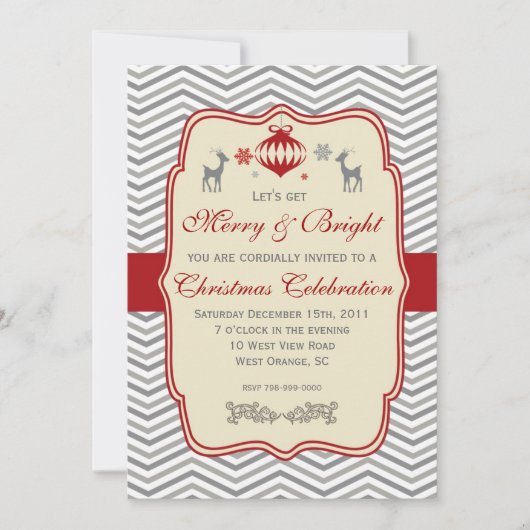Vintage-kerstfeestuitnodiging Kaart (Voorkant)