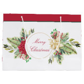 Vintage kerstfloral groot cadeauzakje (Achterkant)