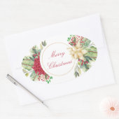 Vintage kerstfloral ovale sticker (Envelop)