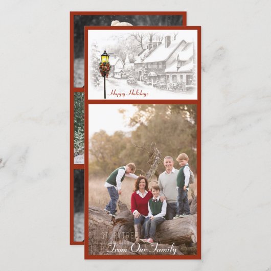 Vintage-kerstfotokaart Feestdagenkaart (Voorkant / Achterkant)