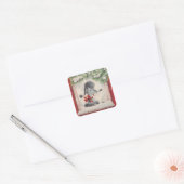 Vintage-kerstgebak Vierkante Sticker (Envelop)