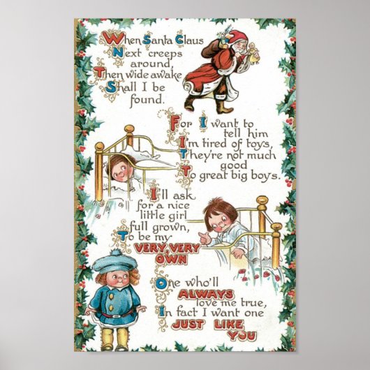 Vintage-kerstgedicht Poster (Voorkant)