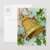 Vintage-kerstgoudcellen Feestdagenkaart (Voorkant / Achterkant)