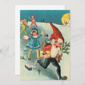 Vintage kerstgrint van Kinderen Feestdagenkaart (Voorkant / Achterkant)