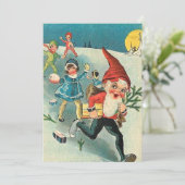 Vintage kerstgrint van Kinderen Feestdagenkaart (Staand voorkant)