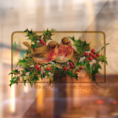 Vintage kerstgroet Birds Holly Raamsticker (Vel 2)