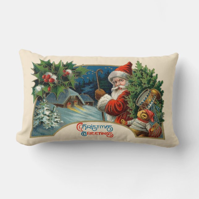 Vintage-kerstgroet Kussen (Voorkant)