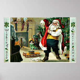 Vintage kerstgroet poster