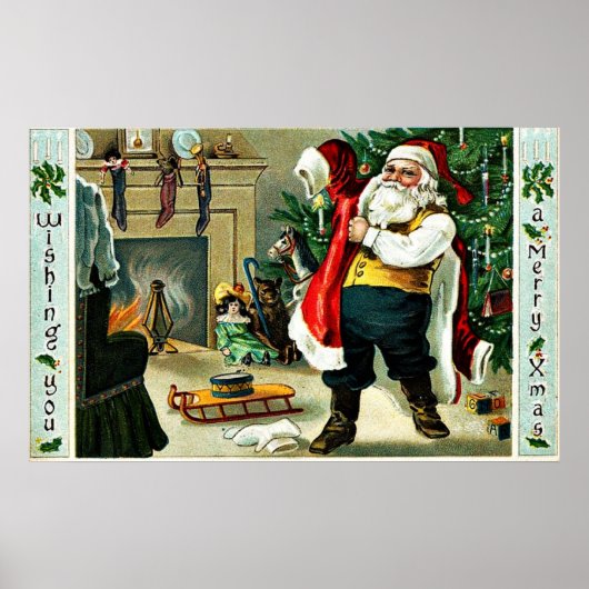 Vintage kerstgroet poster (Voorkant)