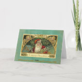 Vintage Kerstgroet Santa Angels Feestdagen Kaart (Achterkant)