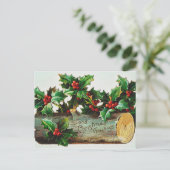 Vintage kerstgroeten feestdagenkaart (Staand voorkant)