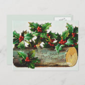 Vintage kerstgroeten feestdagenkaart (Voorkant / Achterkant)