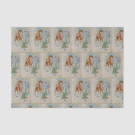 Vintage kersthert Holiday Tissuepapier (Voorkant)