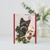 Vintage-kersthonden Feestdagenkaart (Staand voorkant)