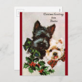Vintage-kersthonden Feestdagenkaart (Voorkant / Achterkant)