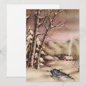 Vintage-kersthuis Feestdagenkaart (Voorkant / Achterkant)