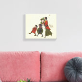 Vintage kerstinkopen familie plezier canvas afdruk (Insitu (Woonkamer))