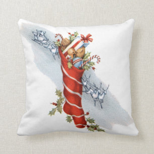 Vintage kerstinslag vol speelgoed kussen