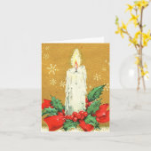 Vintage kerstkaars op gouden Kaart (Gele Bloem)