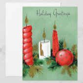 Vintage kerstkaarsen feestdagenkaart (Voorkant / Achterkant)