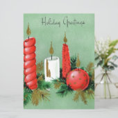 Vintage kerstkaarsen feestdagenkaart (Staand voorkant)