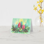 Vintage kerstkaarsen Kaart (Gele Bloem)