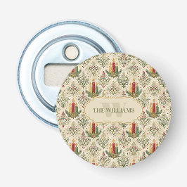 Vintage Kerstkaarsen & Ornamenten Monogram Button Flesopener